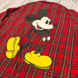 Disney Cakeworthy Mickey Red Plaid Flannel Button-Down Shirt Men’s XL